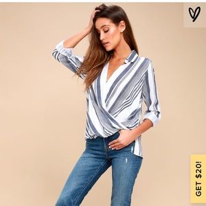 NWT Striped Surplice Top